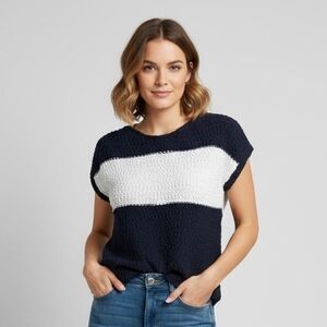 Massimo Dutti Dark Blue Textured Knit Top